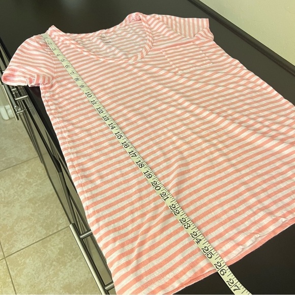 Caslon Modal/Cotton blend striped Tshirt, long fit, short sleeve, pink &white - Picture 6 of 8